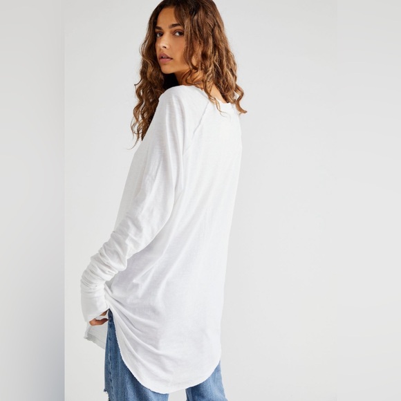Free People We the Free Arden Tee long Sleeve Optic White Small NWT - Picture 2 of 8
